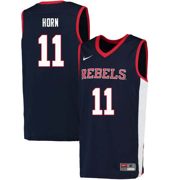 Men #11 Eric Horn Ole Miss Rebels College Basketball Jerseys Sale-Navy